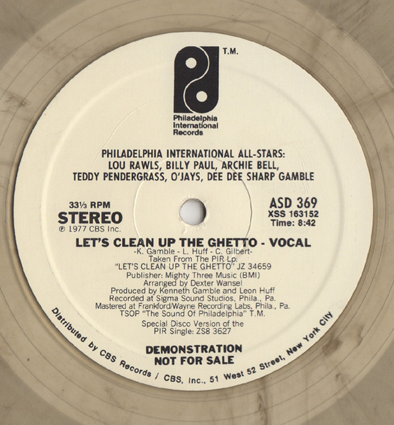MFSB & Philadelphia International All Stars : Lou Rawls, Billy Paul, Archie Bell, Teddy Pendergrass, The O'Jays, Dee Dee Sharp Gamble – Let's Clean Up The Ghetto