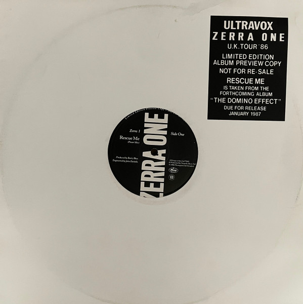 Zerra I – Ultravox Zerra One U.K. Tour ‘86 Limited Edition Album Preview Copy