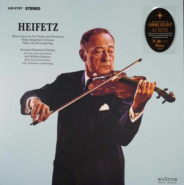 Jascha Heifetz, Arthur Benjamin, Miklós Rózsa – Concerto For Violin And Orchestra / Romantic Fantasy