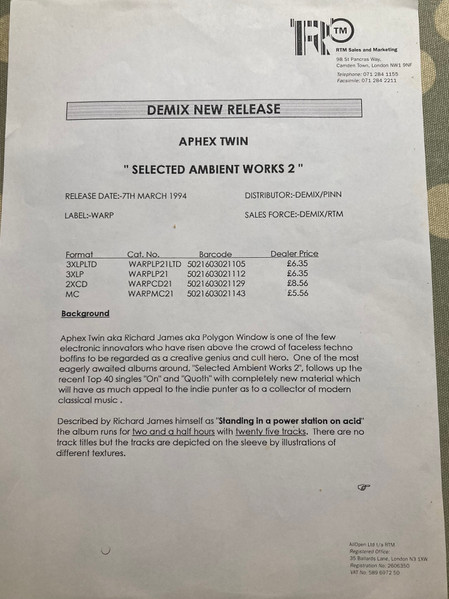 Aphex Twin – Selected Ambient Works Volume II