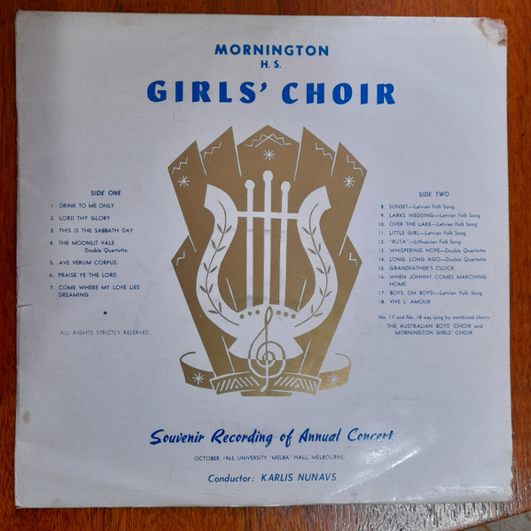 Mornington H.S. Girls' Choir – Souvenir Recording Of Annual Concert