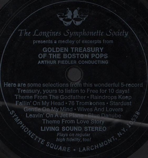 Boston Pops Orchestra, Arthur Fiedler – A Medley Of Excerpts From Golden Treasury Of The Boston Pops, Arthur Fiedler Conducting