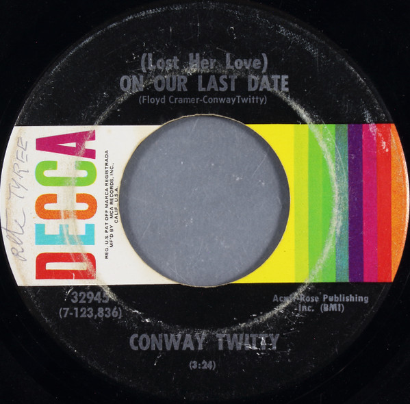 Conway Twitty – (Lost Her Love) On Our Last Date / I'll Never Make It Home Tonight